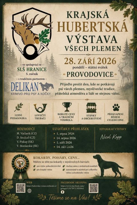 Krajská Hubertská výstava 28.9.2026
